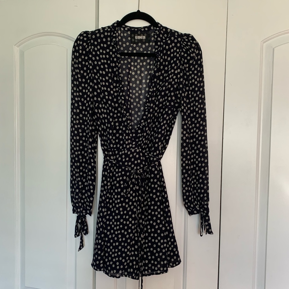 Reformation floral wrap dress
